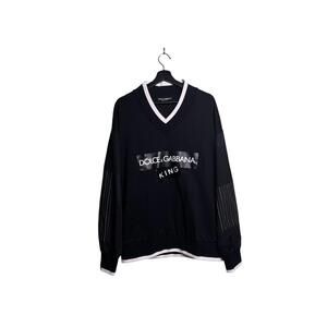 Dolce & Gabbana “King” Logo V-Neck Sweatshirt Size 50
